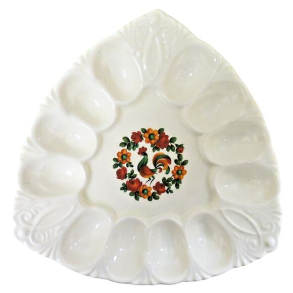 Vintage Triangle Egg Plate - Chicken, Hen Or Rooster - Country Kitchen 1982 - Picture 1 of 5